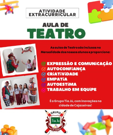 Grupo Tia Jú inclui aulas de teatro como atividade extracurricular em Cajazeiras
